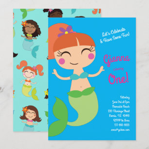 Mermaid Birthday Party Einladung