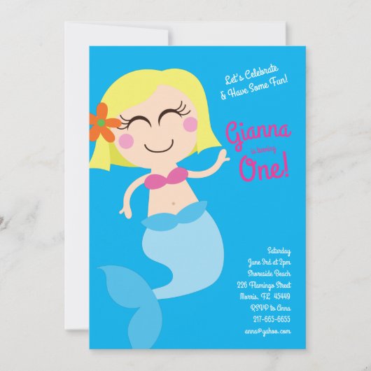Mermaid Birthday Party Einladung (Vorderseite)