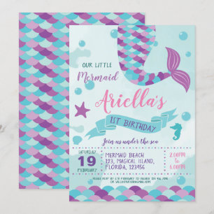Mermaid Birthday Party Einladung