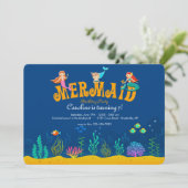 Mermaid Birthday Party Einladung (Stehend Vorderseite)