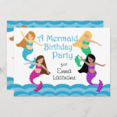 Mermaid Birthday Party Einladung (Vorne/Hinten)