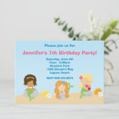 Mermaid Birthday Party Einladung (Stehend Vorderseite)