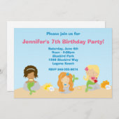 Mermaid Birthday Party Einladung (Vorne/Hinten)