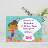 Mermaid Birthday Party Einladung (Stehend Vorderseite)