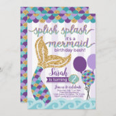 Mermaid Birthday Party Einladung (Vorne/Hinten)