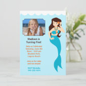 Mermaid Birthday Party Einladung (Stehend Vorderseite)