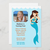 Mermaid Birthday Party Einladung (Vorne/Hinten)