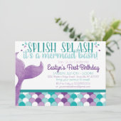 Mermaid Birthday Party Einladung (Stehend Vorderseite)