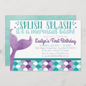 Mermaid Birthday Party Einladung (Vorne/Hinten)