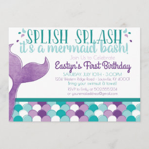 Mermaid Birthday Party Einladung