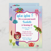 Mermaid Birthday Party Einladung (Vorne/Hinten)