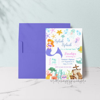 Mermaid Birthday Party Einladung