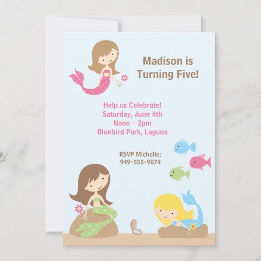 Mermaid Birthday Party Einladung (Vorderseite)