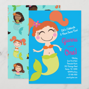 Mermaid Birthday Party Einladung