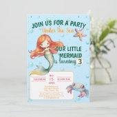 Mermaid Birthday Party Einladung (Stehend Vorderseite)