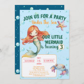 Mermaid Birthday Party Einladung (Vorne/Hinten)