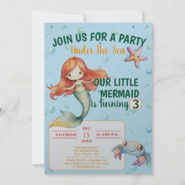 Mermaid Birthday Party Einladung