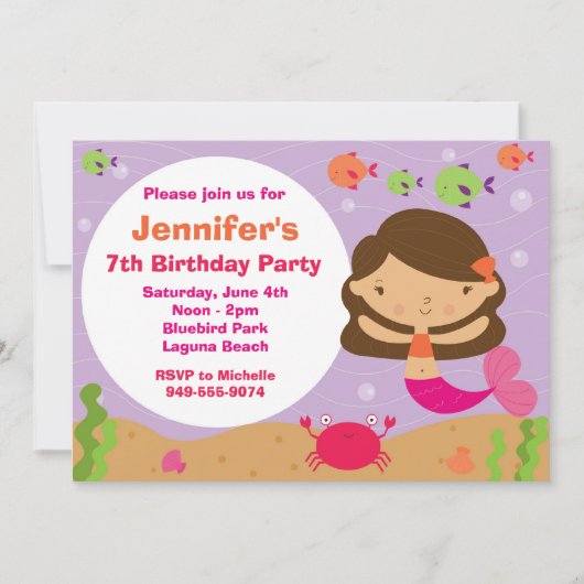 Mermaid Birthday Party Einladung (Vorderseite)