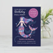 Mermaid Birthday Party Einladung (Stehend Vorderseite)