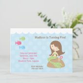 Mermaid Birthday Party Einladung (Stehend Vorderseite)