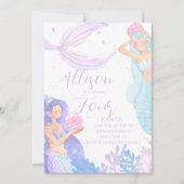 Mermaid Birthday Party Einladung (Lila) (Vorderseite)