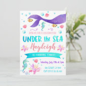 Mermaid Birthday Party Einladung Mermaid (Stehend Vorderseite)