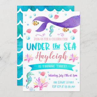 Mermaid Birthday Party Einladung Mermaid