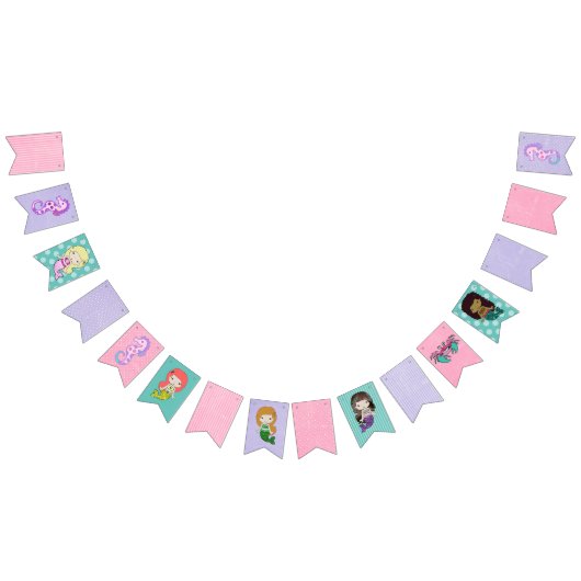 Mermaid Birthday Party Garland Flags Wimpelkette (Alle)