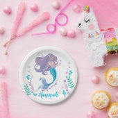 Mermaid Birthday Party Girl Paper Plate 7" Teller (Party)
