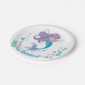 Mermaid Birthday Party Girl Paper Plate 7" Teller (Schrägansicht)