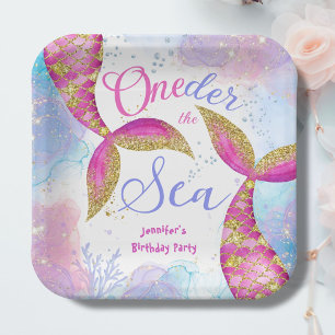 Mermaid Birthday Party Girls Pink Paper Pappteller