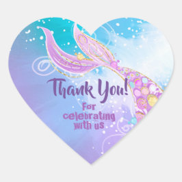 Mermaid Birthday Party Heftsticker Herz-Aufkleber