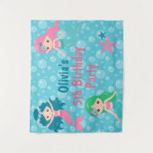 Mermaid Birthday Party Hintergrund Personalisiert Wandteppich (Vorderseite)