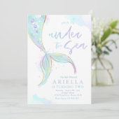 Mermaid Birthday Party im Meerjungfrau-Party Einladung (Stehend Vorderseite)