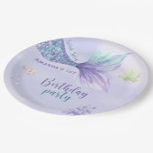 Mermaid Birthday Party im Rahmen der Meerjungfrau Pappteller (Schrägansicht)