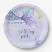 Mermaid Birthday Party im Rahmen der Meerjungfrau Pappteller (Vorderseite)