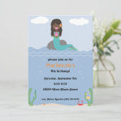 Mermaid Birthday Party Invasion - Dunkel/Dunkel Einladung (Stehend Vorderseite)