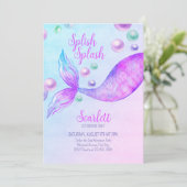 Mermaid Birthday Party jedes Alter Splish Splash Einladung (Stehend Vorderseite)