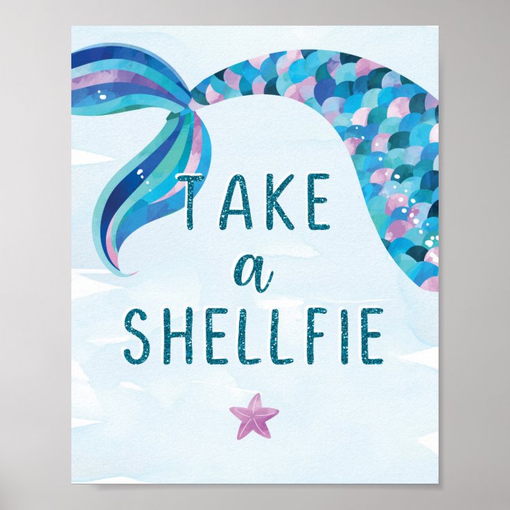 Mermaid Birthday Party Nehmen Sie Ein Shellfie-Zei Poster | Zazzle.de