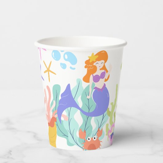 Mermaid Birthday Party Paper Cups Pappbecher (Vorderseite)