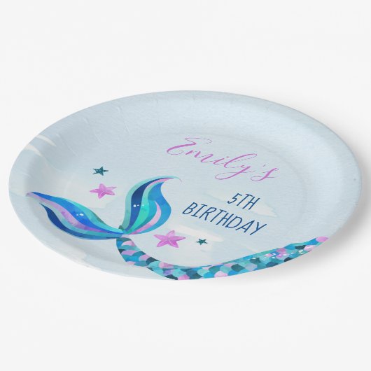 Mermaid Birthday Party Paper Teller (Schrägansicht)