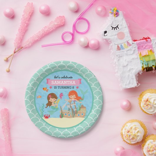 Mermaid Birthday Party Pappteller (Party)