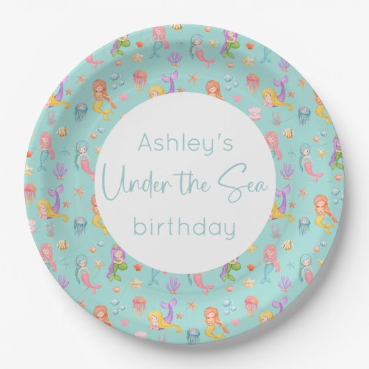 Mermaid Birthday Party Pappteller (Vorderseite)