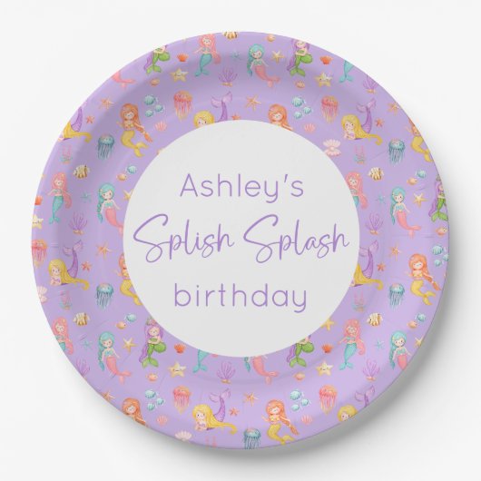 Mermaid Birthday Party Pappteller (Vorderseite)