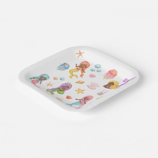 Mermaid Birthday Party Pappteller (Gewinkelt)