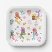 Mermaid Birthday Party Pappteller (Vorderseite)