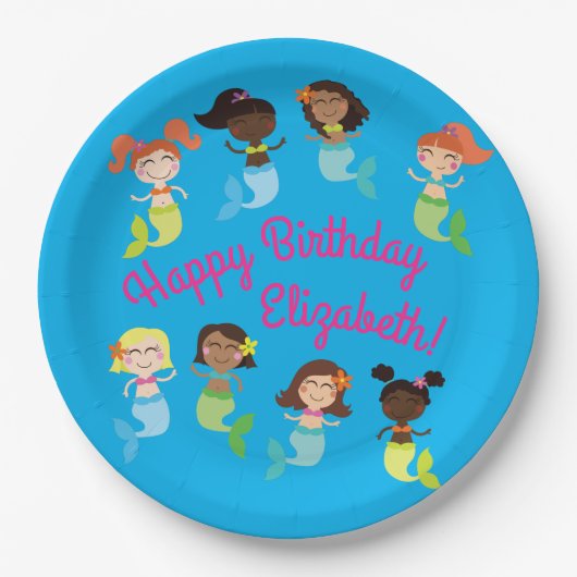 Mermaid Birthday Party Pappteller (Vorderseite)