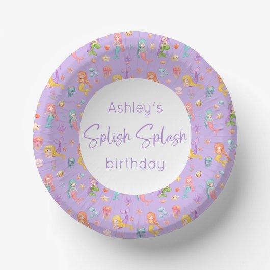 Mermaid Birthday Party Pappteller (Vorderseite)