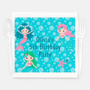 Mermaid Birthday Party Personalisiert Kids Serviette