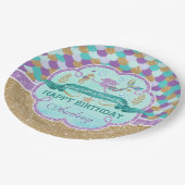 Mermaid Birthday Party Personalisiert Paper Plate Pappteller (Schrägansicht)